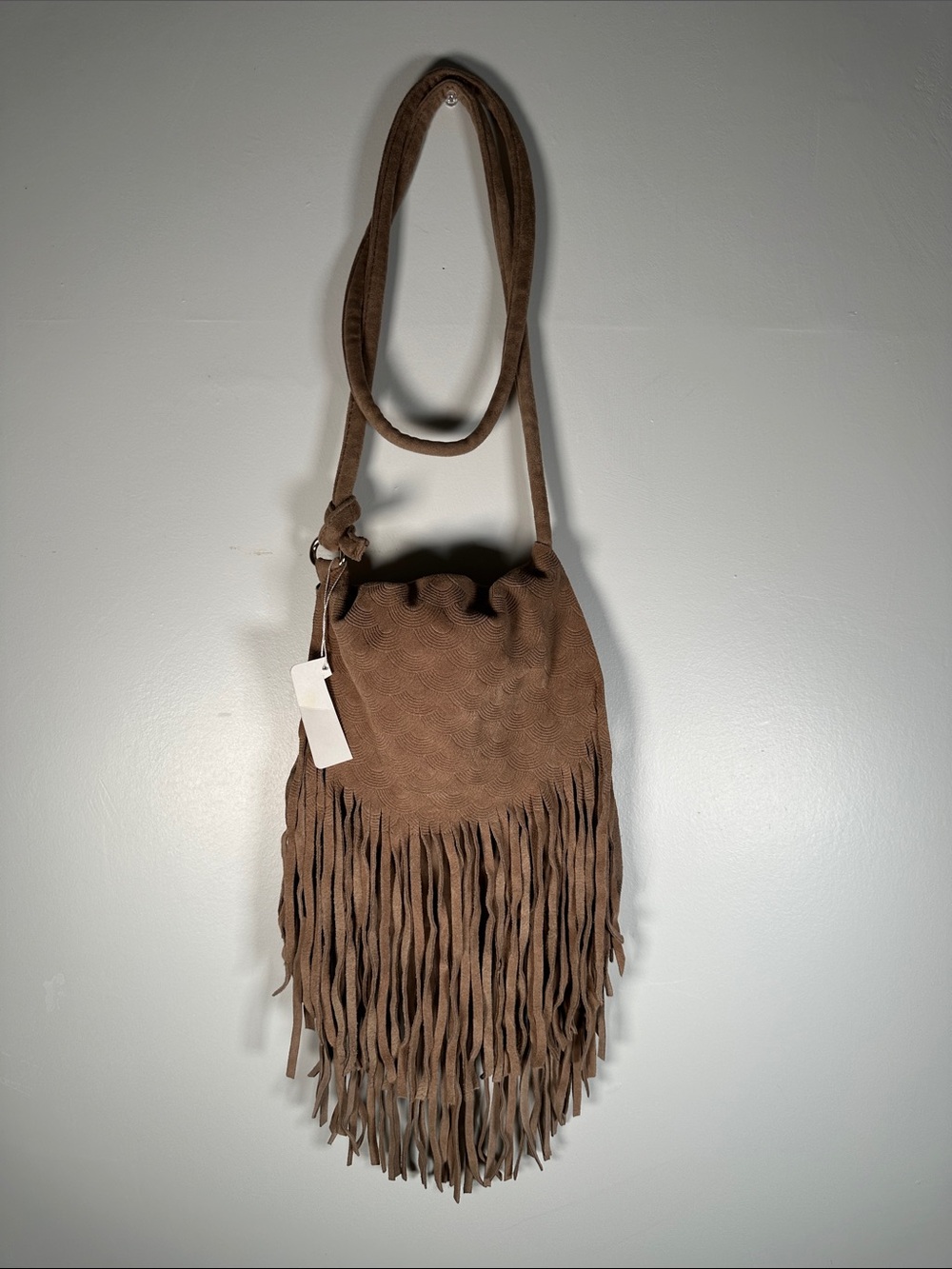 Boho Fringe Leather Crossbody Bag Brown Street Level Western Festival Chic New